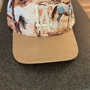 Beige and Multicolor LA Cap